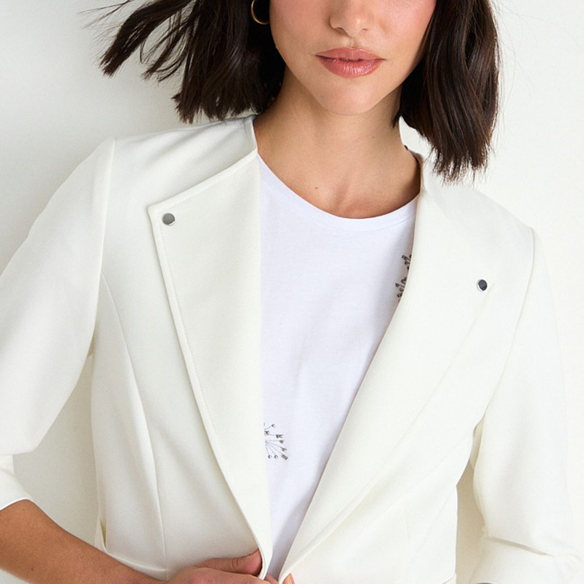 ASH - Blazer Liso Con Solapa Mujer Crudo Ash