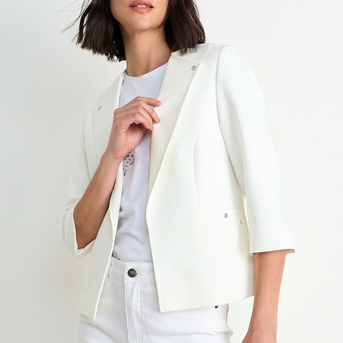 ASH - Blazer Liso Con Solapa Mujer Crudo Ash