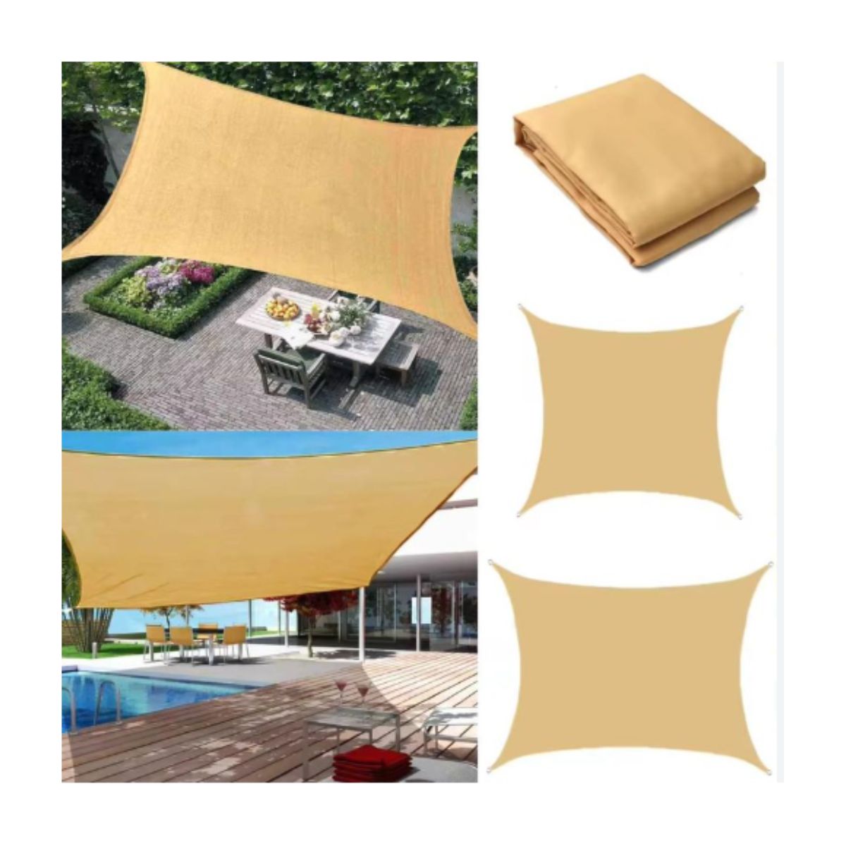 GENERICO - Lona Toldo Vela Sombra Malla Anti Uv Cuadrado 3x5m