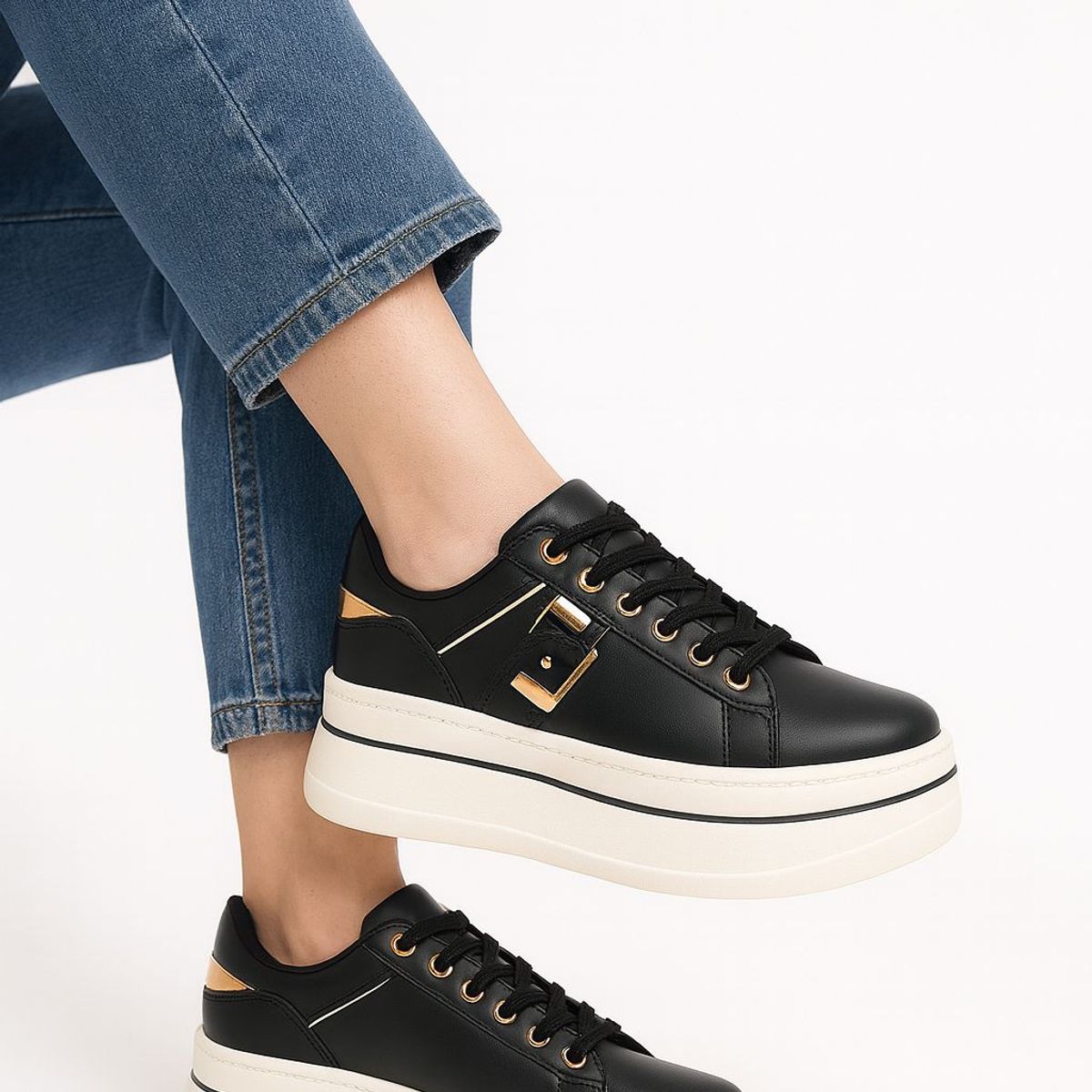 BOTELI - Zapatillas Negro para Dama con Plataforma