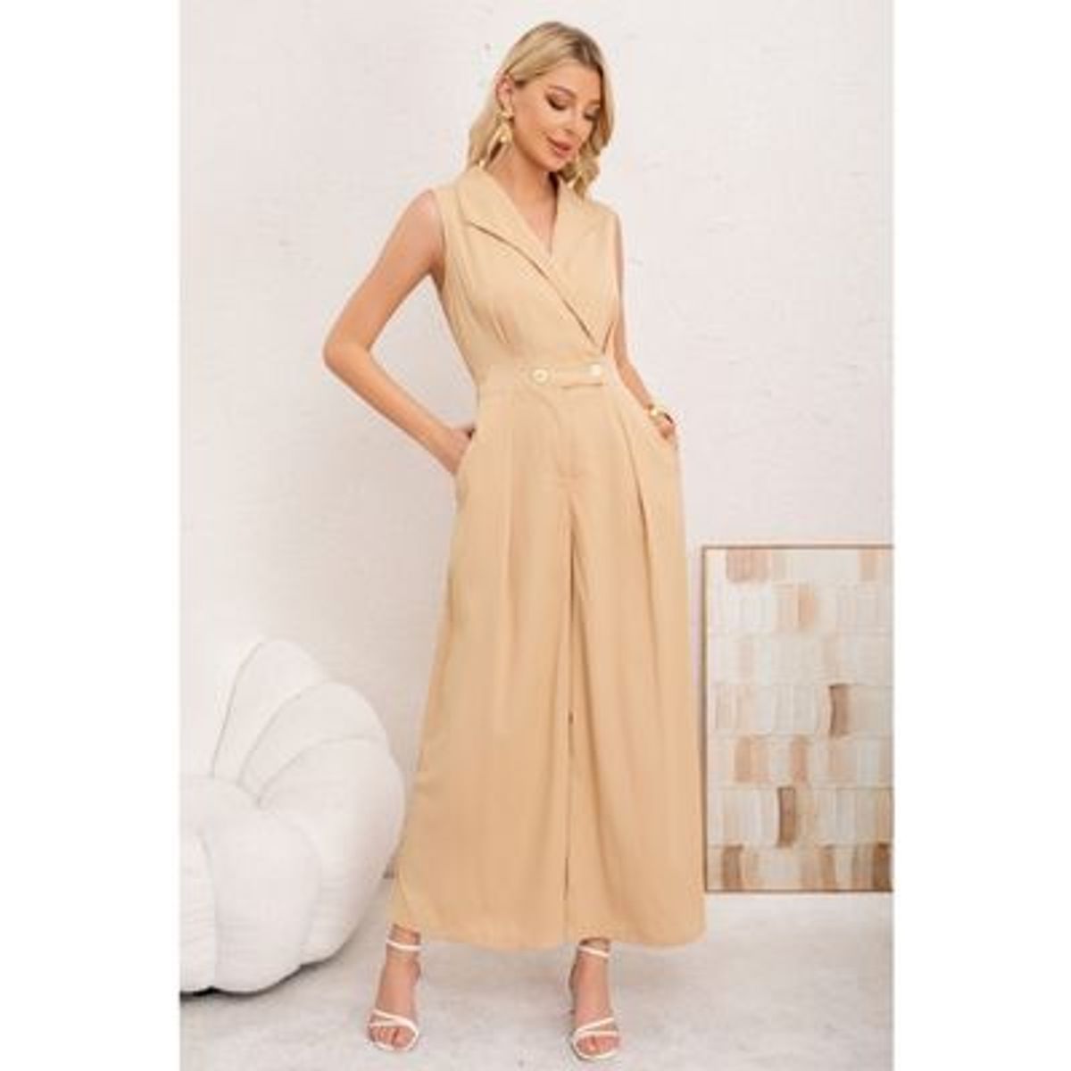 LIKE SHOP - Enterito Largo Mujer Formal Casual Calidad Premium Cuello V 3356