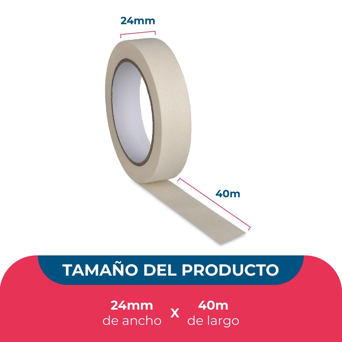 GENERICO - Cinta Papel Masking Tape 24mm*40m - Pack Mayorista - 12 uds