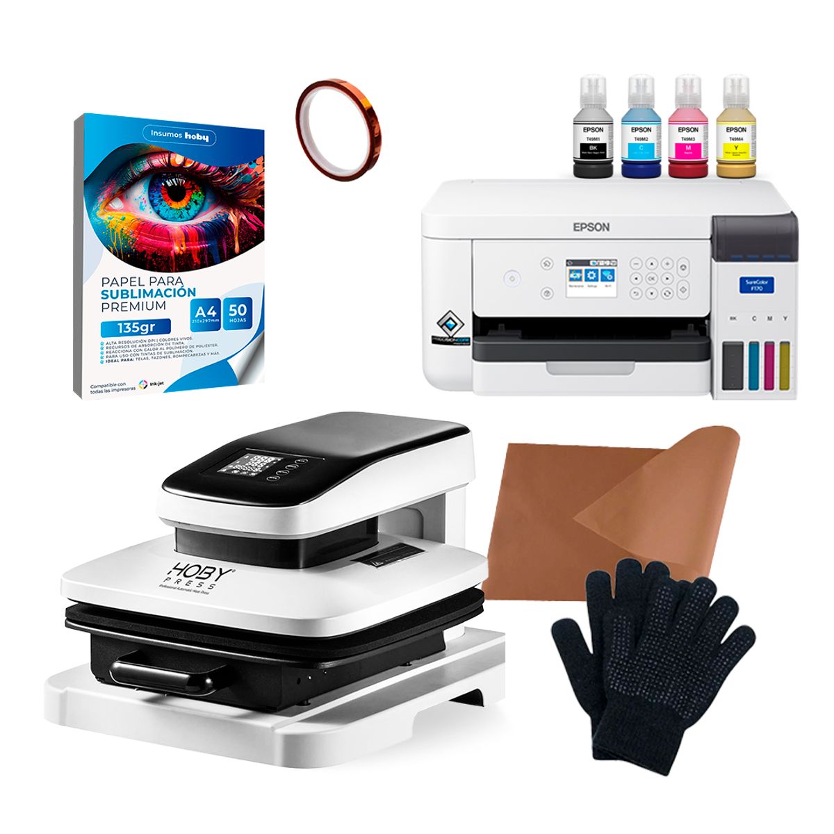 EPSON - Kit Plancha Estampadora automática 38x38 HobyPress + Impresora Epson F170