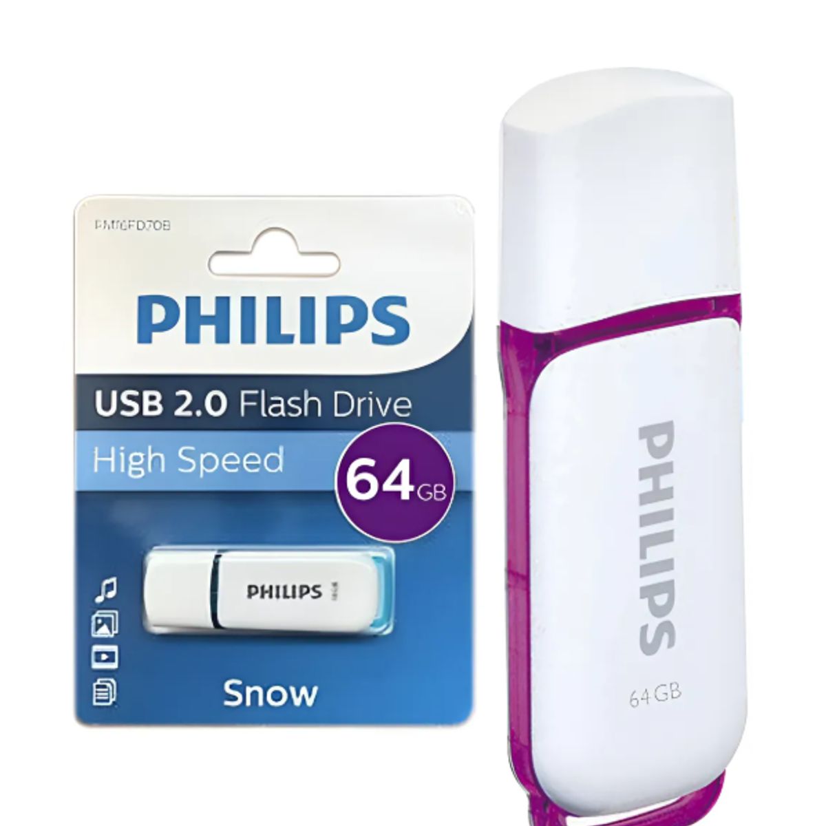 PHILIPS - Pendrive Usb Philips Snow 64gb 2.0 Color Blanco