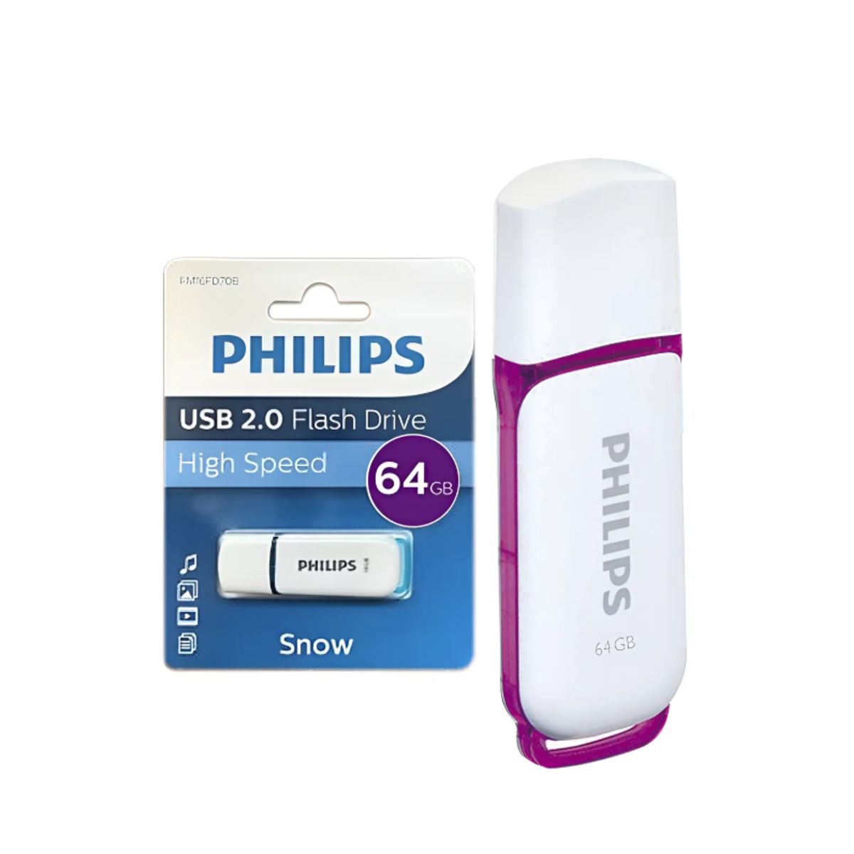 PHILIPS - Pendrive Usb Philips Snow 64gb 2.0 Color Blanco