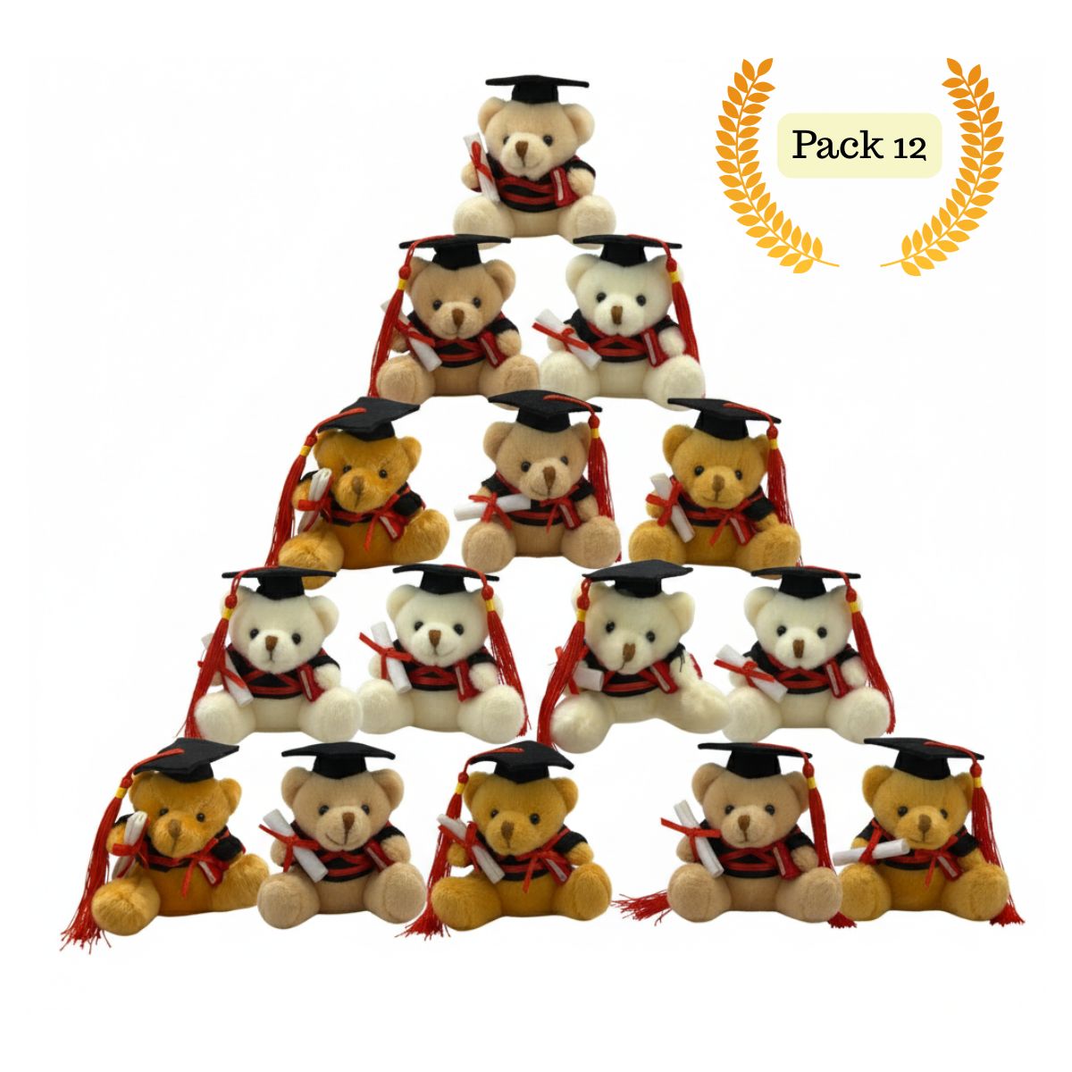 EKOL TACTICA MILITAR - Pack 12 Ositos Surtidos Graduación Obsequio Regalo