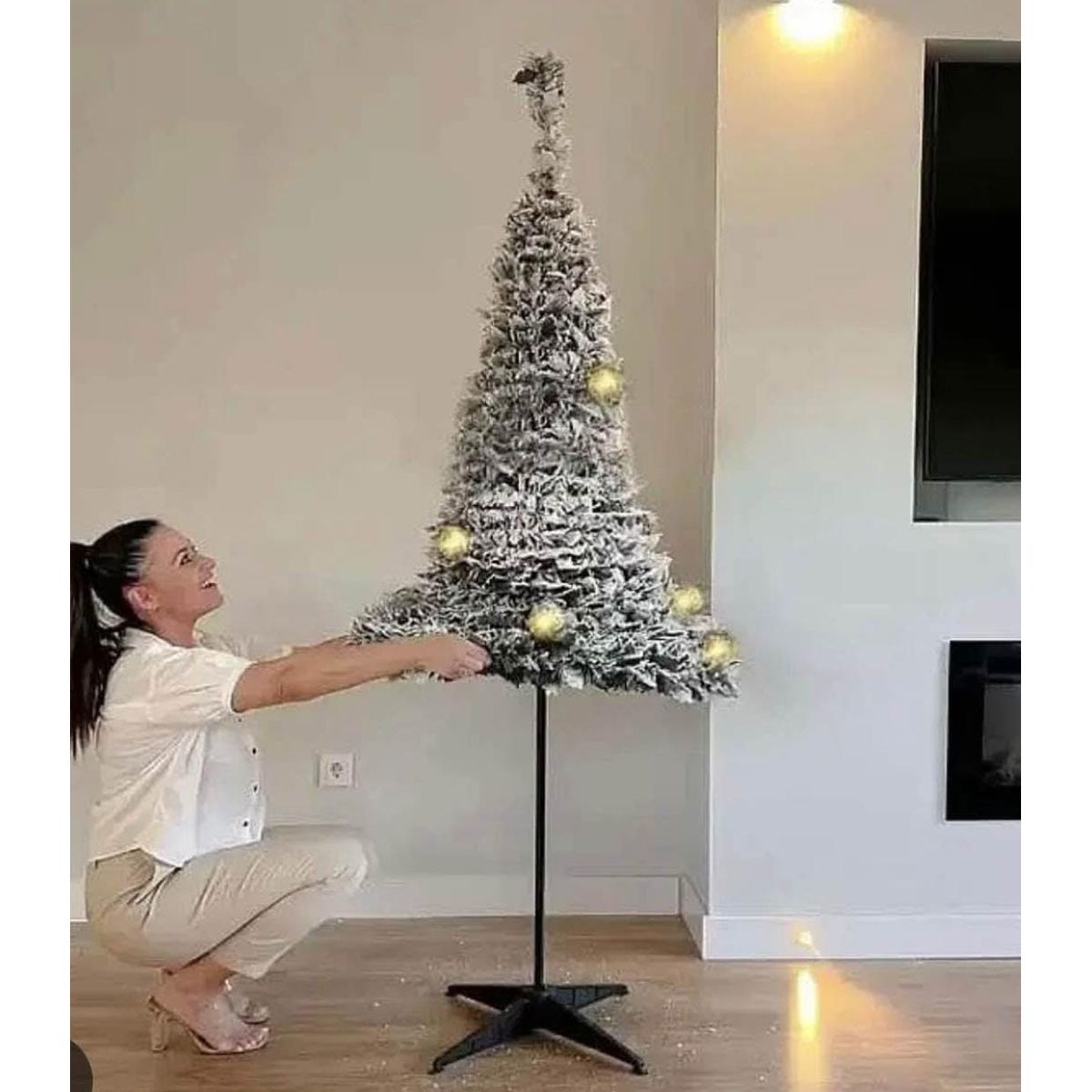 GENERICO - Arbol de Navidad Pascua Plegable Pino Nevado Artificial 210cm