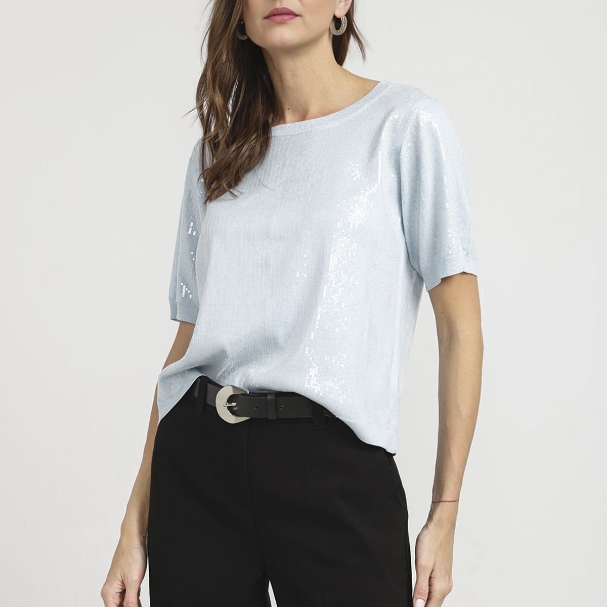 CANADIENNE - Polera Mujer Magnolia Viscosa Celeste