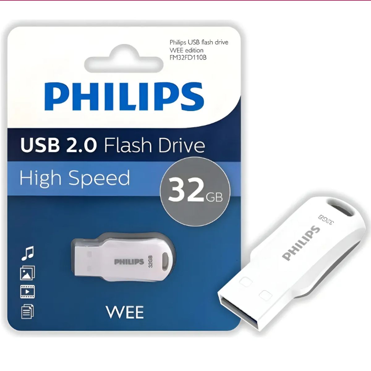 PHILIPS - Pendrive Philips Usb 2.0 Wee 32gb Gray
