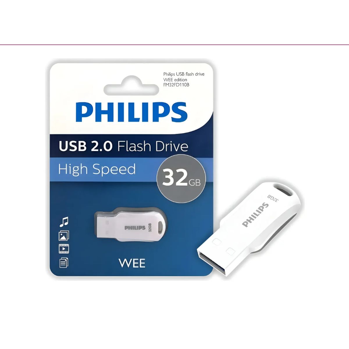 PHILIPS - Pendrive Philips Usb 2.0 Wee 32gb Gray