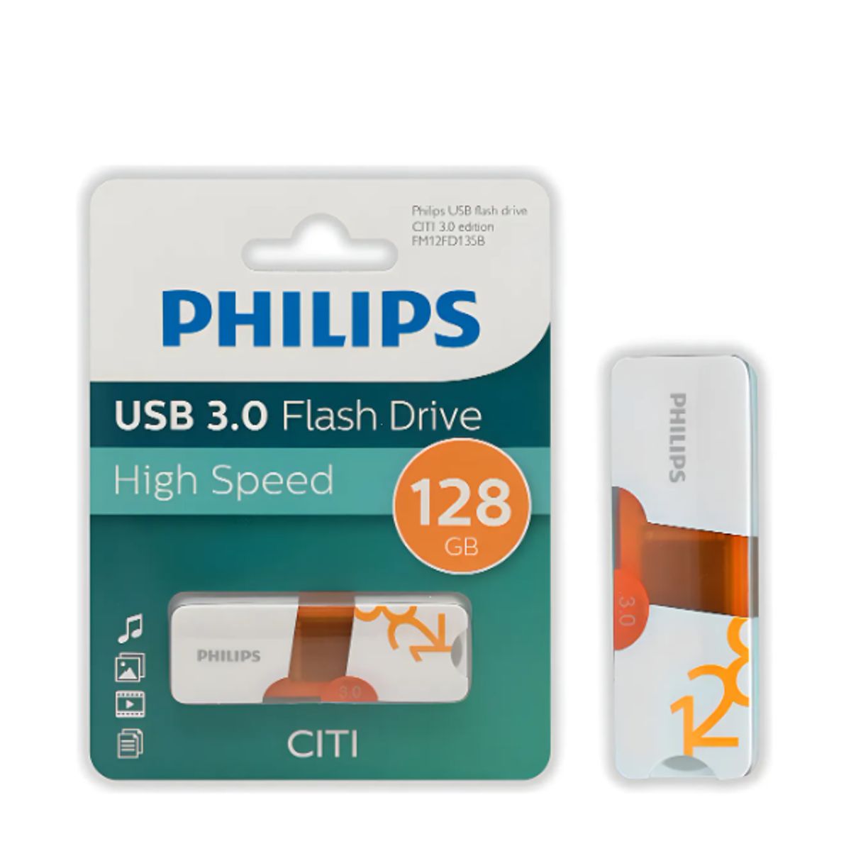 PHILIPS - Pendrive Philips Usb 3.0 128gb / Citi Color Naranja