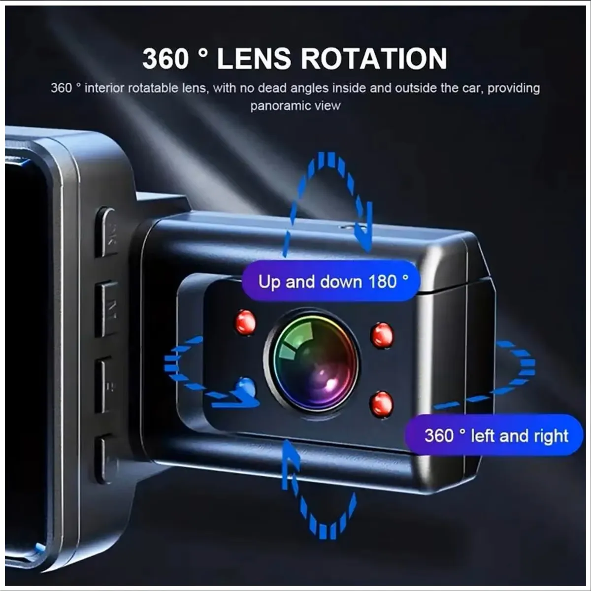 GENERICO - Dash Cam 3 Lentes Full HD 1080P con WiFi, Gran Angular 170° y Visión Nocturna – Sistema Integral