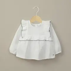 OPALINE - Blusa manga larga blanca de niña