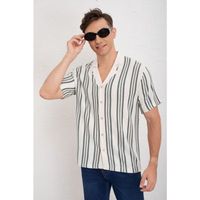 Camisa Hombre Hilo Algodon Verano Diseño Lineas Calidad Premium 7225