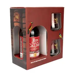 VIEJO DE CALDAS - Pack Ron 5 Años 700cc + 2 Vasos de Regalo
