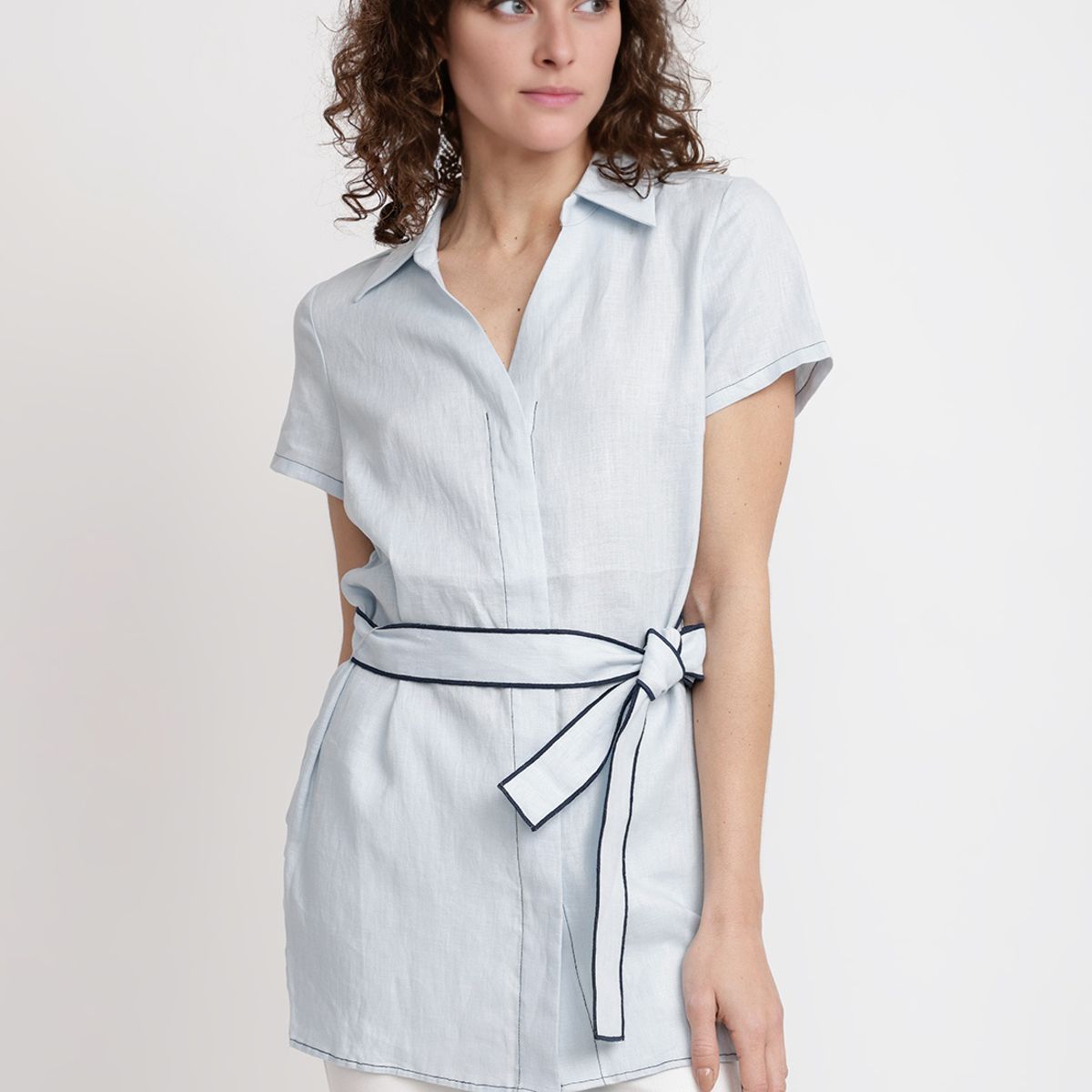 CANADIENNE - Blusa Mujer Pau Lino Celeste