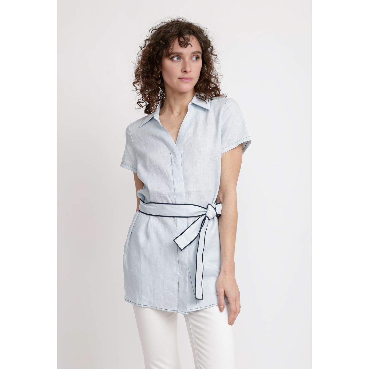 CANADIENNE - Blusa Mujer Pau Lino Celeste