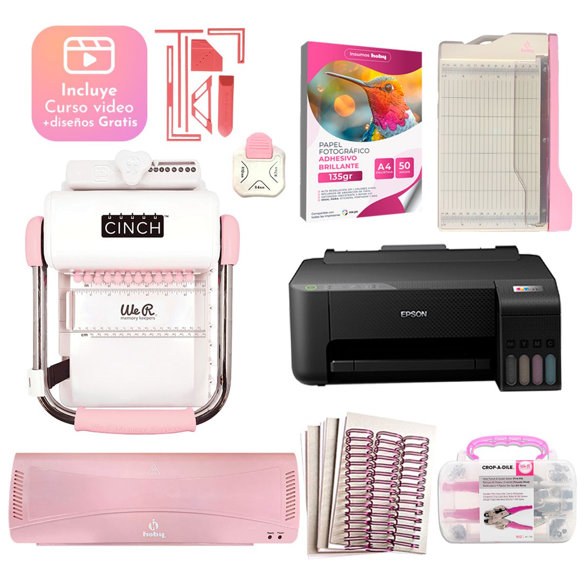 CINCH - Kit Encuadernadora Cinch Cuadrada + Impresora Epson L1250
