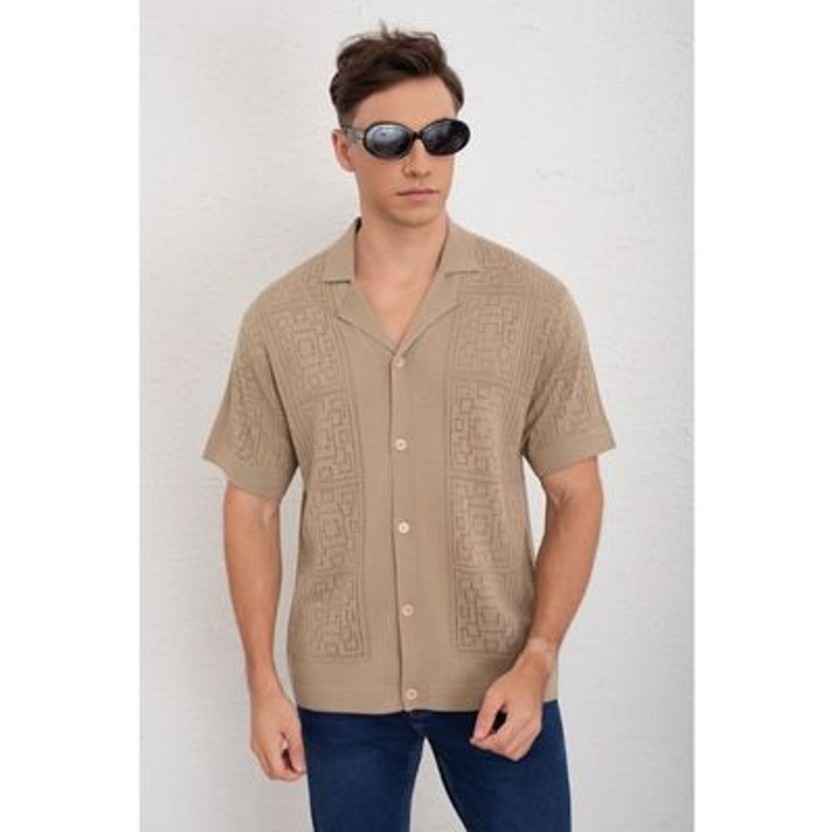 LIKE SHOP - Camisa Hombre Hilo Algodon Verano Calidad Premium Diseño Cuadros 7223