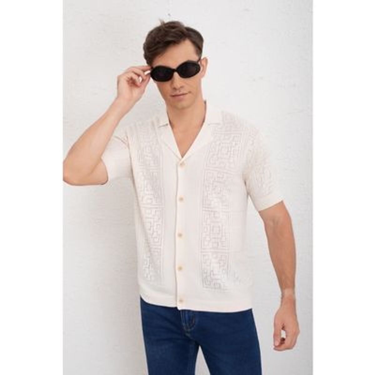 LIKE SHOP - Camisa Hombre Hilo Algodon Verano Calidad Premium Diseño Cuadros 7223