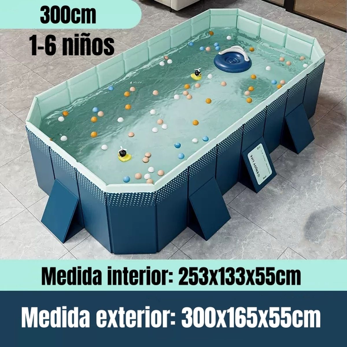 LUBABYCAS - Piscina Plegable No Requiere Inflado 300cm Niños LuBabycas