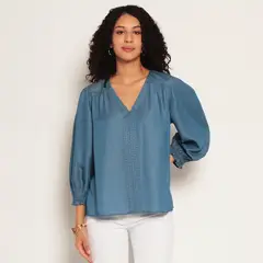 WADOS - BLUSA LYOCELL MANGA 34 ESCOTE V CON PUO DE MANGA ELASTICADO