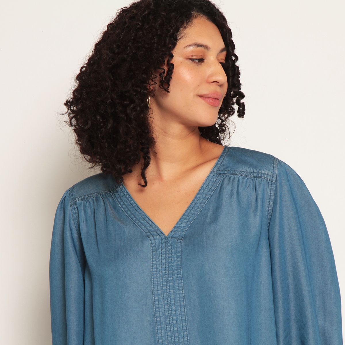 WADOS - BLUSA LYOCELL MANGA 34 ESCOTE V CON PUO DE MANGA ELASTICADO