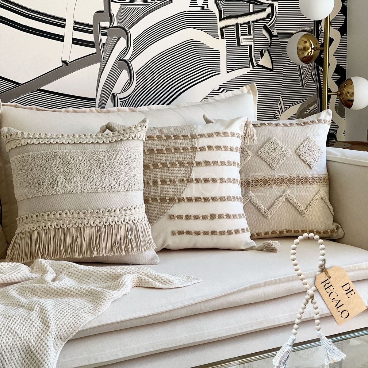 MANDIRHOME - SET 3 FUNDAS COJÍN HUGO, PACO Y CALMA + REGALO