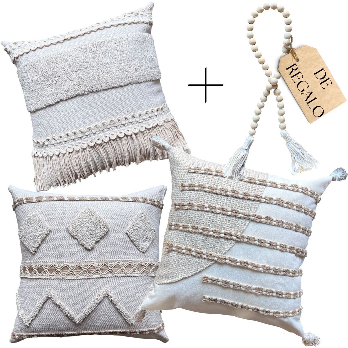 MANDIRHOME - SET 3 FUNDAS COJÍN HUGO, PACO Y CALMA + REGALO