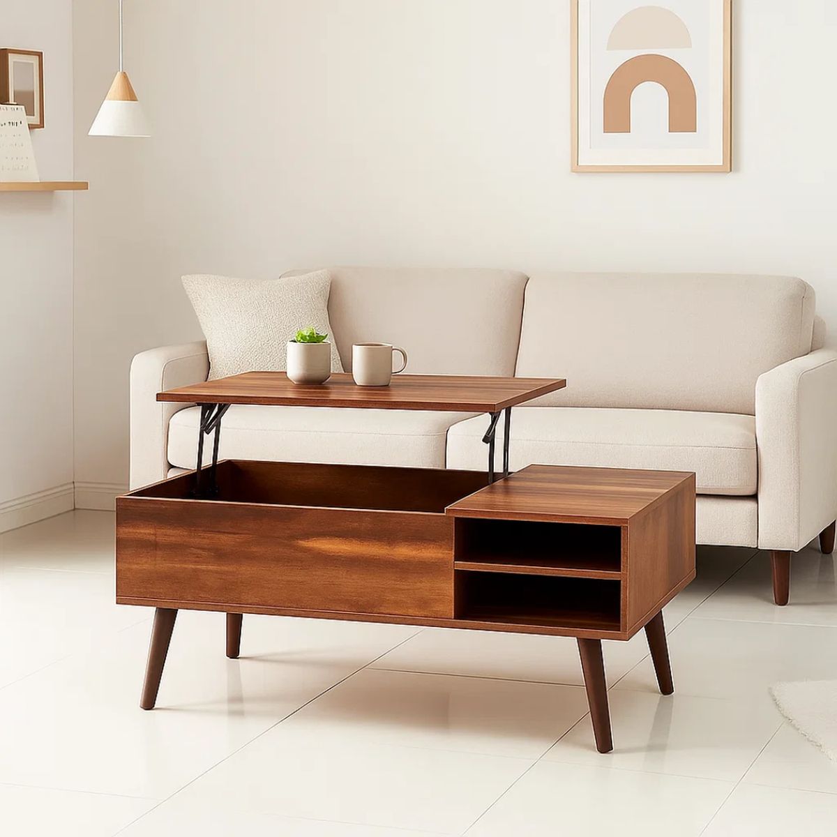 PANDALINO - Mesa de Centro Elevable Lotta - Multifuncional y Moderna