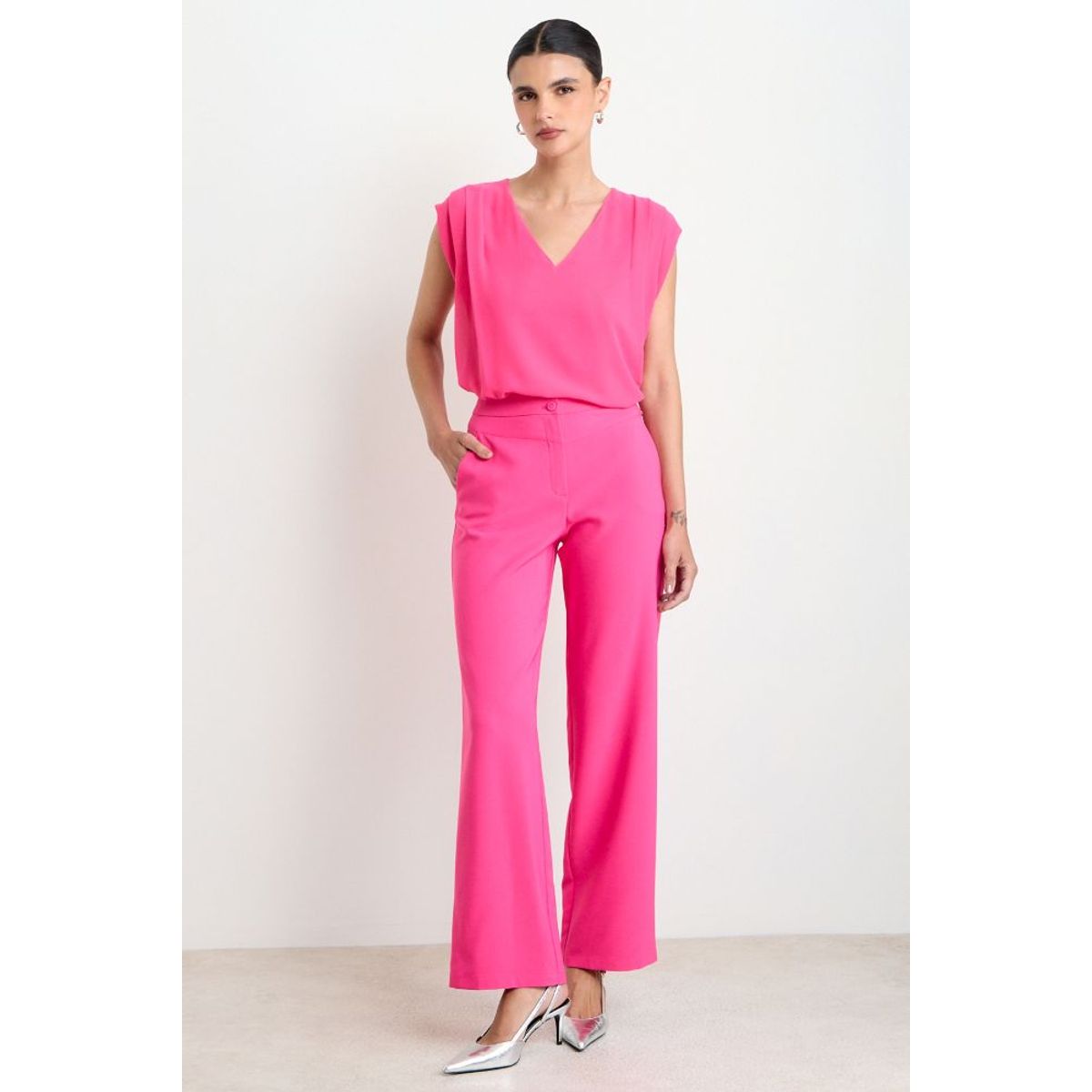 ASH - Pantalon Recto Liso Mujer Fucsia Ash