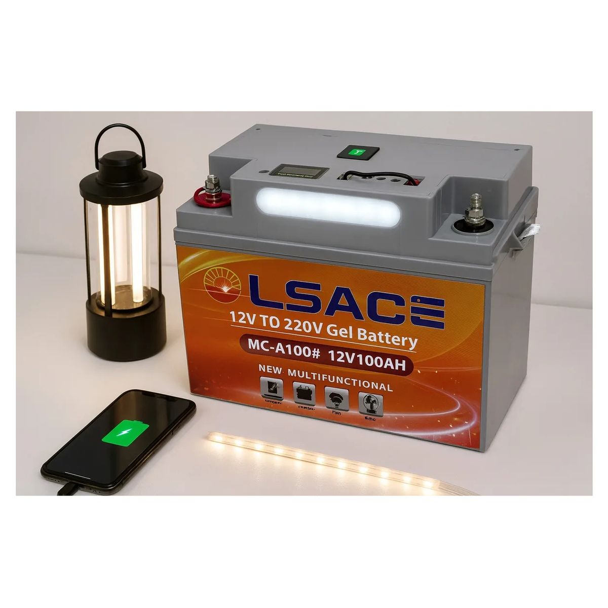 GENERICO - Bateria Gel 12v 100ah Estación Energía Portátil Ac 220v Usb