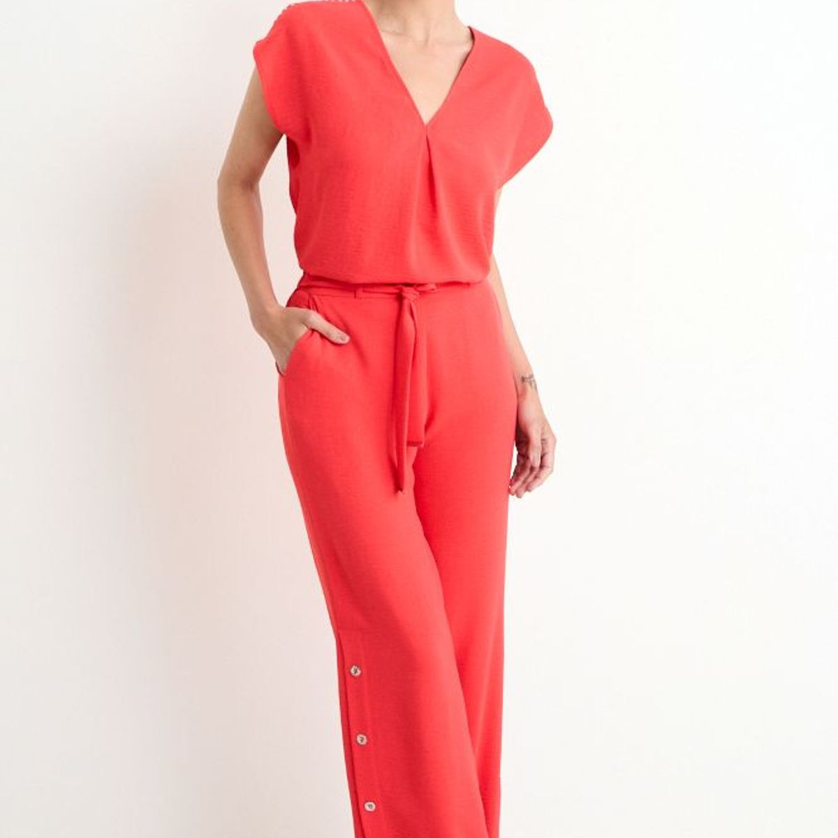ASH - Pantalon Liso Recto Mujer Rojo Ash