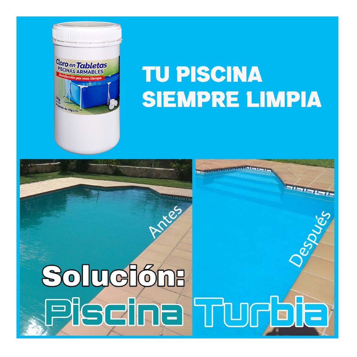 UNIVERSAL - Cloro para Piscinas Armables 1 Kg 50 tabletas