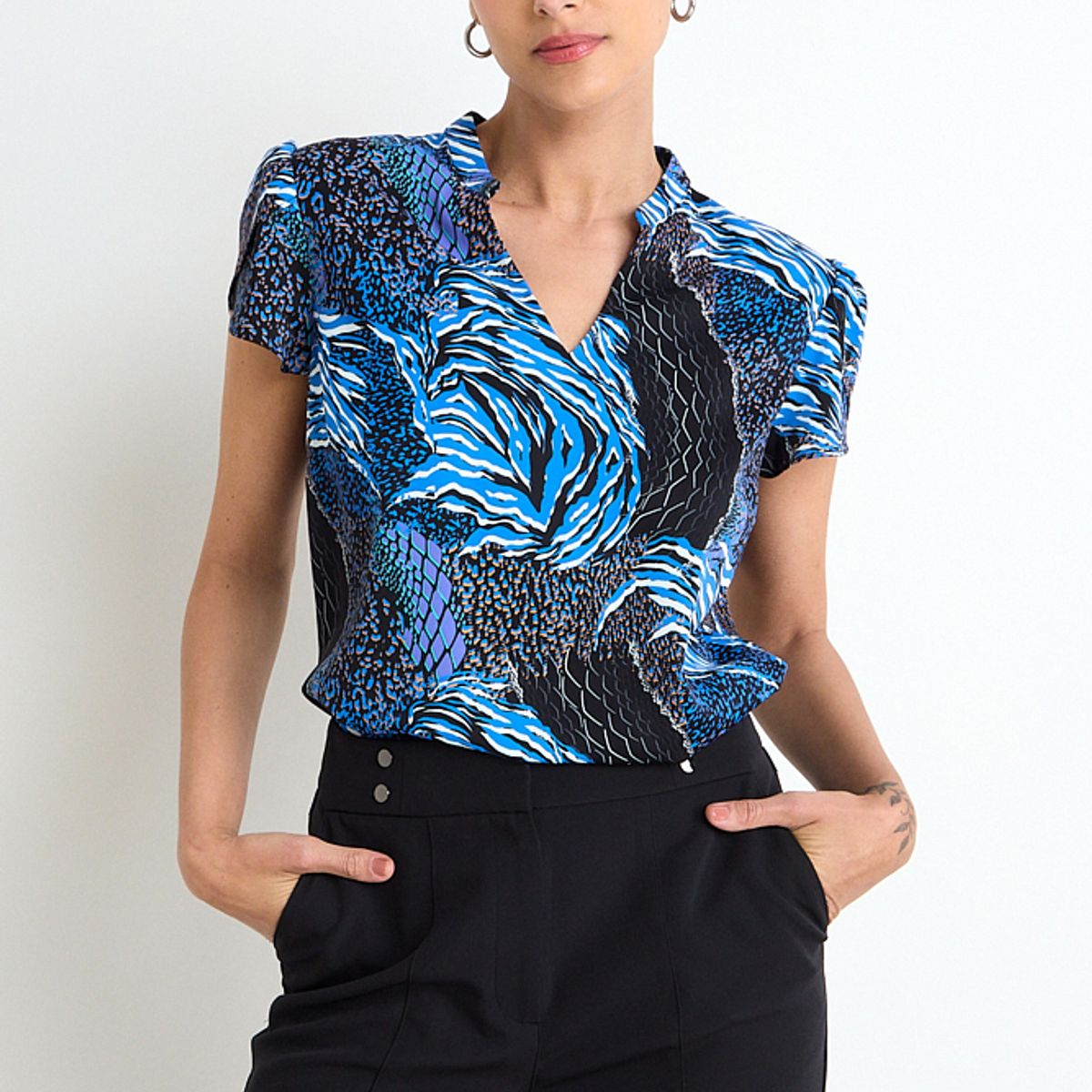 ASH - Blusa Manga Corta  Print Mujer Negro Ash