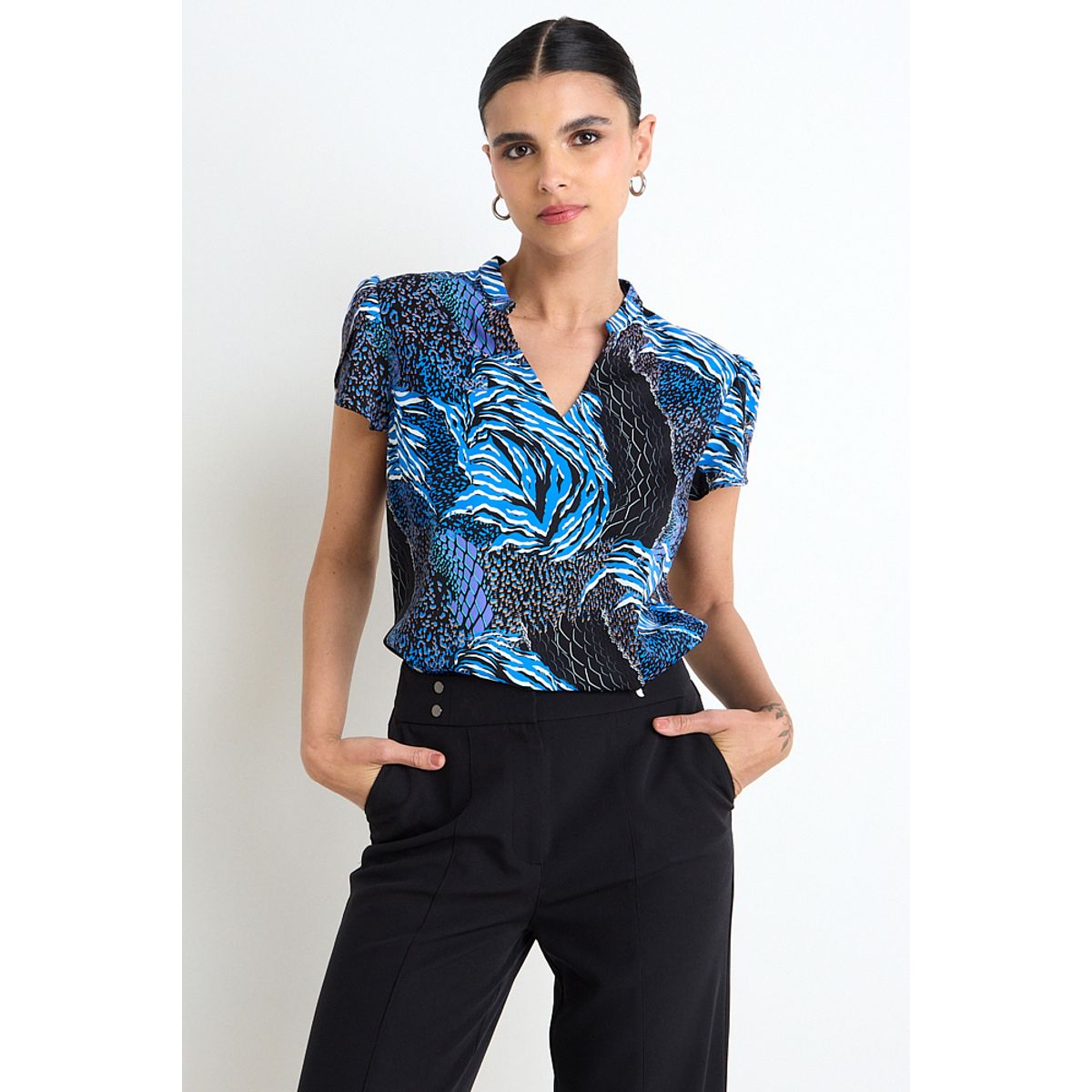ASH - Blusa Manga Corta  Print Mujer Negro Ash
