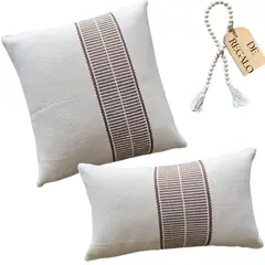 MANDIRHOME - SET 2 FUNDAS ORIGEN - ESTILO NATURAL CHIC + REGALO