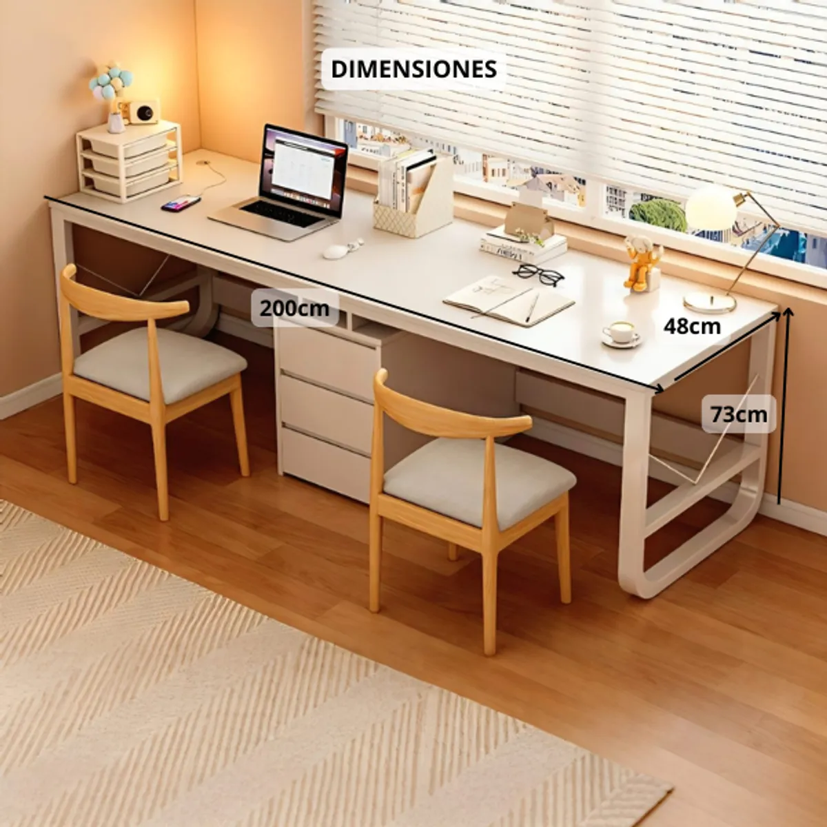 GENERICO - Escritorio Oficina Grande 2 Personas 3 Cajones 200x48x73