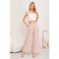 LIKE SHOP - Pantalon Palazzo Mujer Verano Casual Pretina Alta Jaspeado 3010