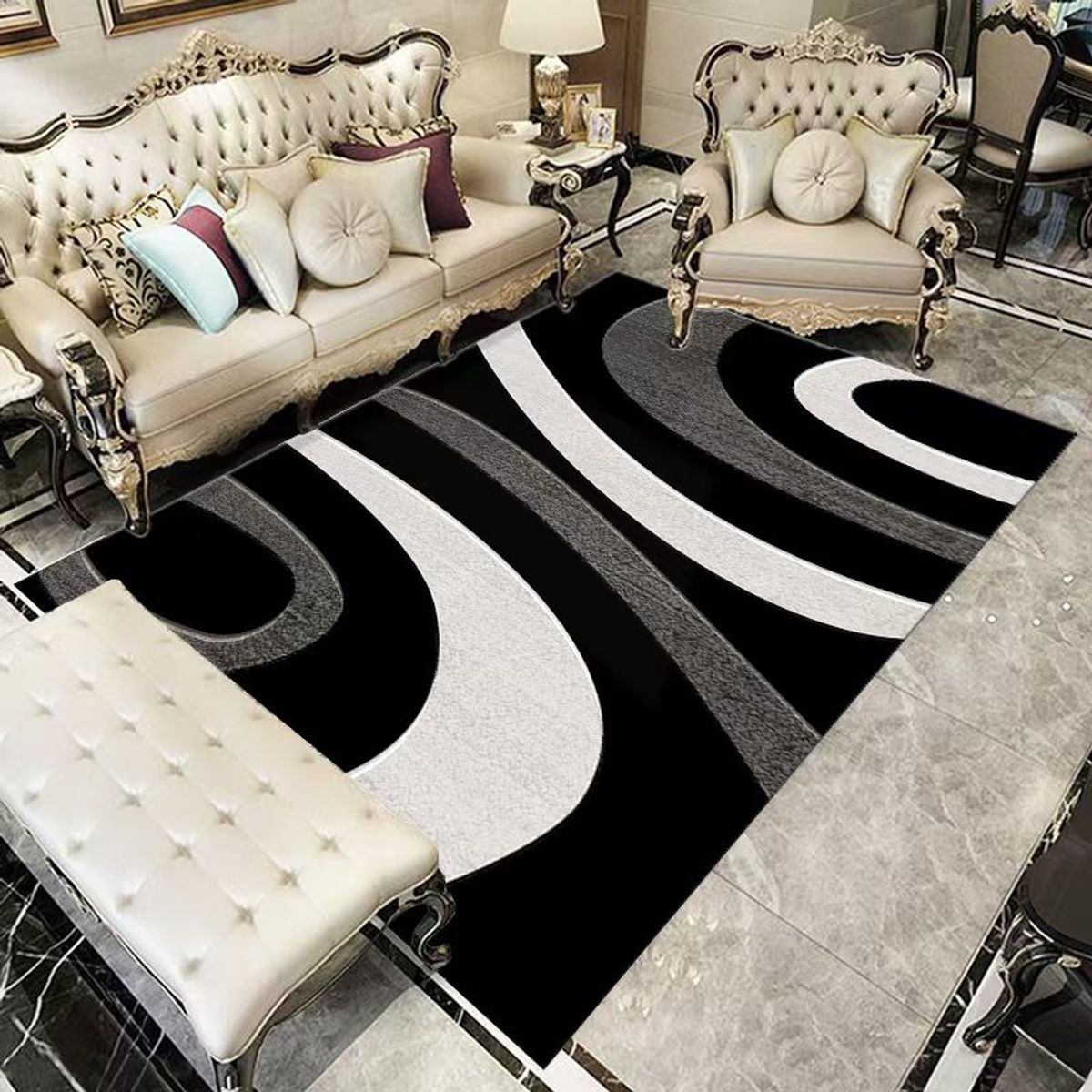 GENERICO - Alfombras Lisas Antideslizantes 160x200 Diseños 3d De Living