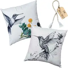 MANDIRHOME - SET 2 FUNDAS ESTAMPADO - COLIBRÍS + REGALO
