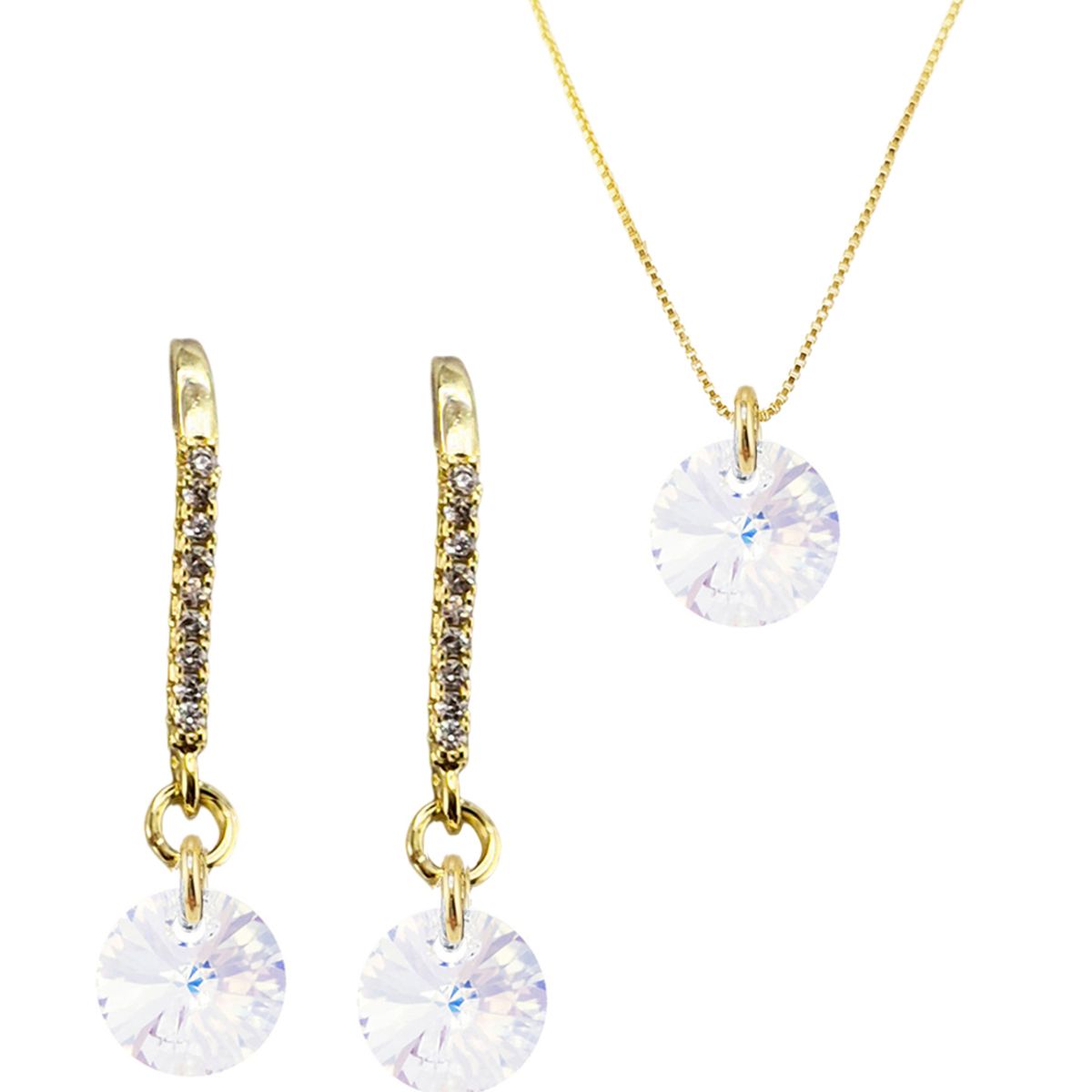 JOYAS MONTERO - Conjunto Antonia Gold 24K Creado con Cristal Swarovski® Aurora Boreal