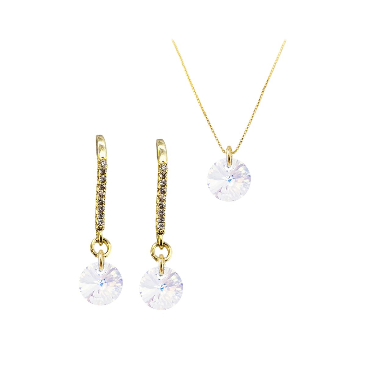 JOYAS MONTERO - Conjunto Antonia Gold 24K Creado con Cristal Swarovski® Aurora Boreal