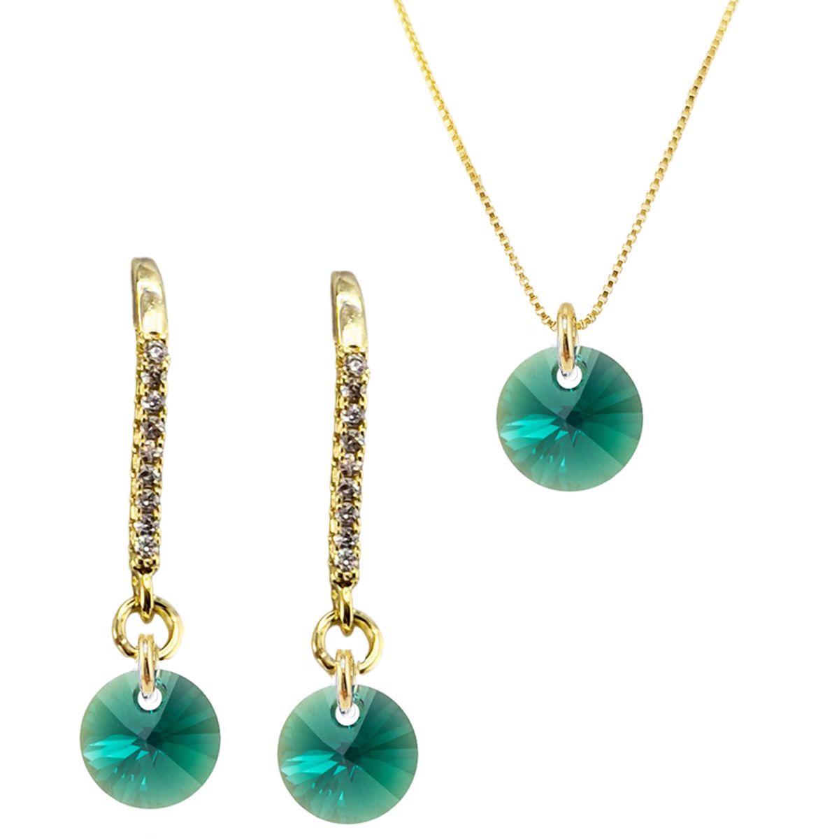 JOYAS MONTERO - Conjunto Antonia Gold 24K  Creado con Cristal Swarovski® Emerald