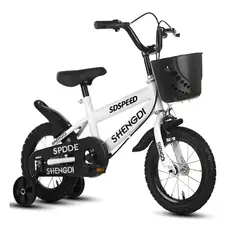 GENERICO - Bicicleta Aro 16 Infantil Con Ruedas De Aprendizaje Blanco