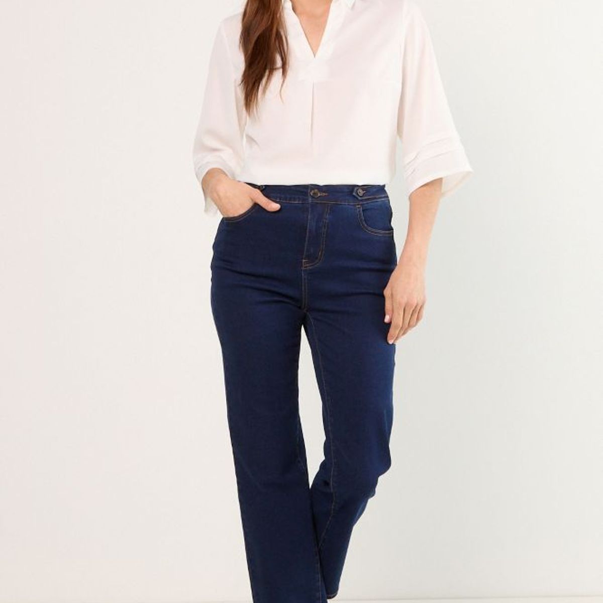 MA GRIFFE - Jeans Liso Recto Mujer Azul Magriffe