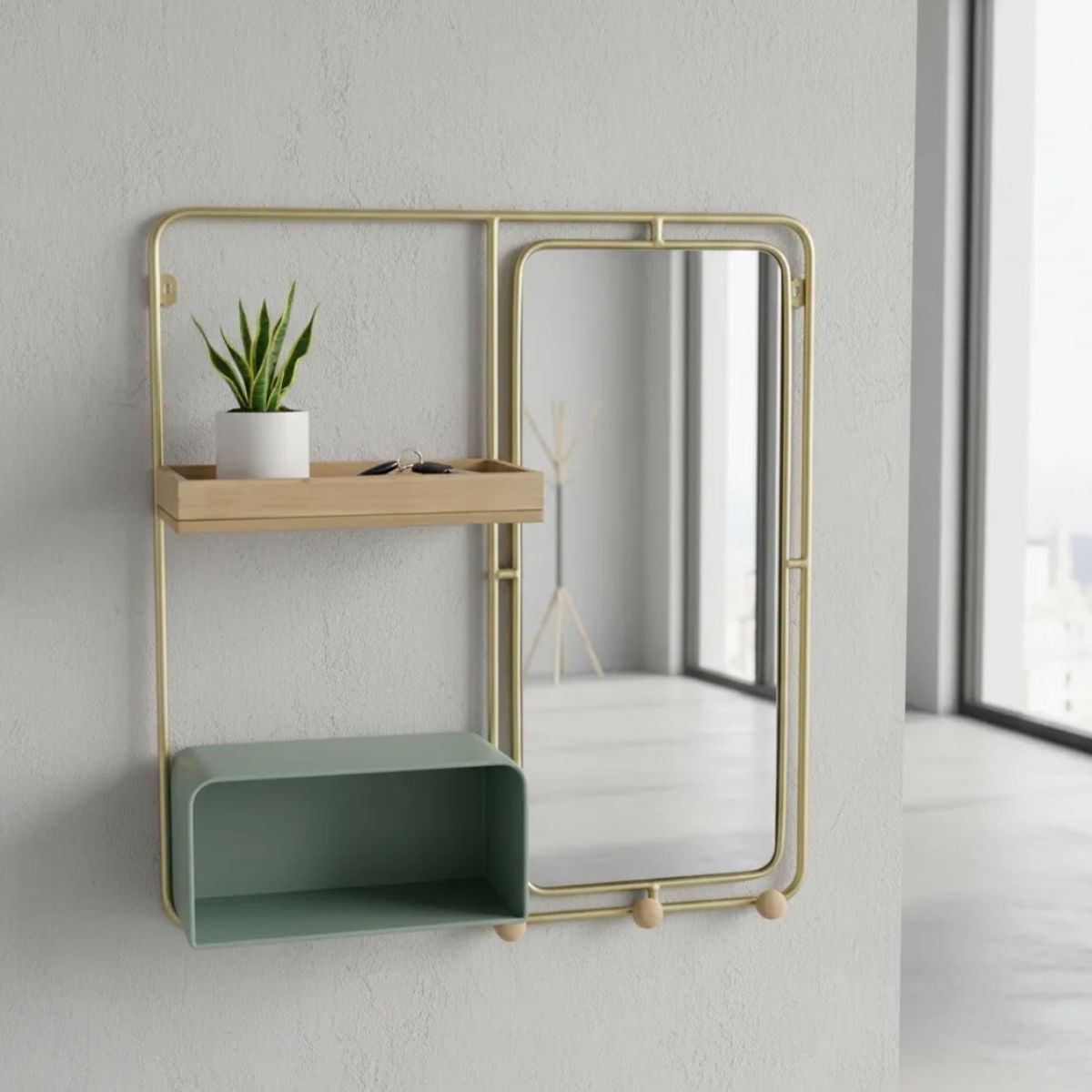 GENERICO - Espejo Colgante Con Repisa 64cm