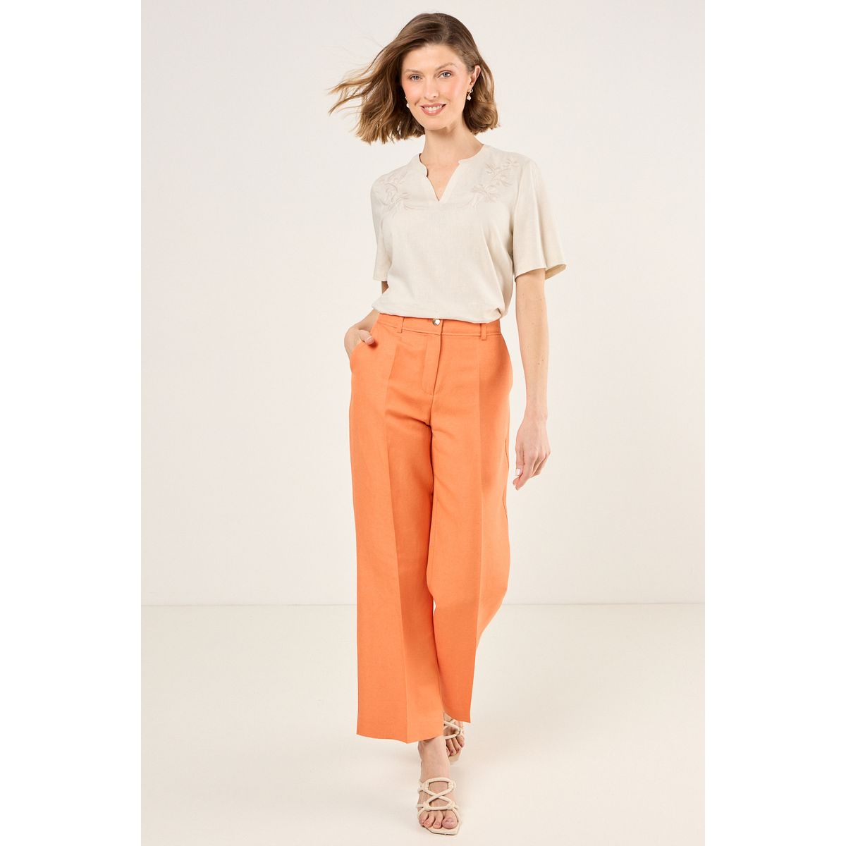 MA GRIFFE - Pantalon Mujer Naranjo Magriffe