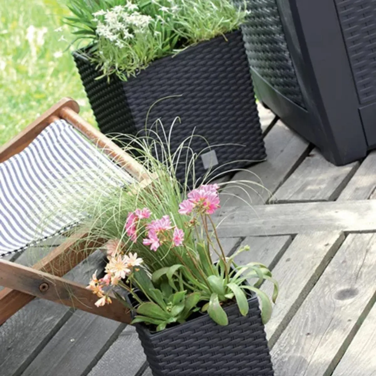 STERN - Macetero bajo cuadrado Rato 32.5 x 32.5 cm negro