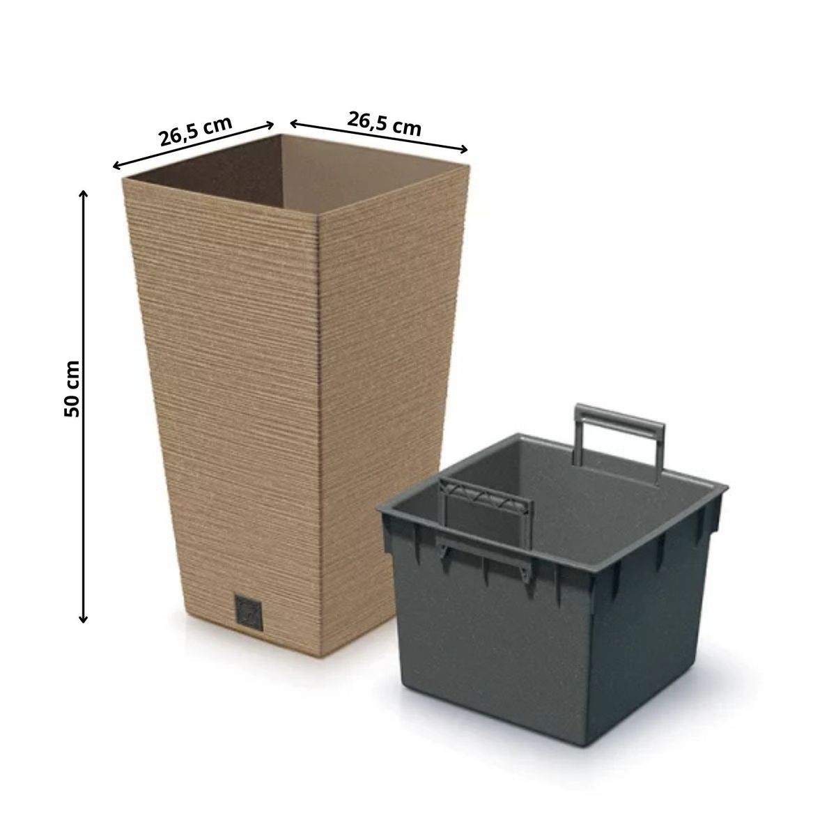 STERN - Macetero alto cuadrado Furu 26.5 x 26.5 cm madera